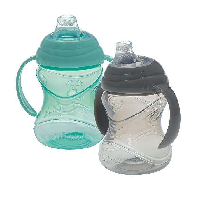 Nuby Clik-It No-Spill Soft Spout Training Sippy Cup with Handles - 10 Oz - 4+ Months - Neutral, (Pack of 24)