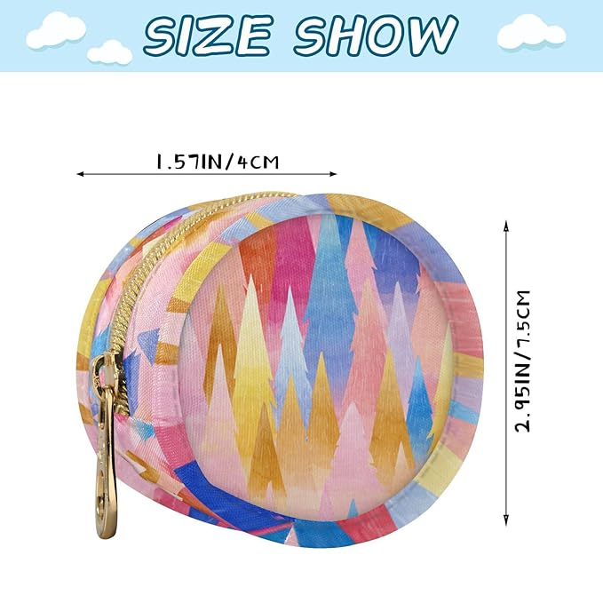 Pacifier Holder with Clip Pacifier Case for Diaper Bag Round Baby Pacifier Pouch Box Bag Portable Colorful Christmas Trees