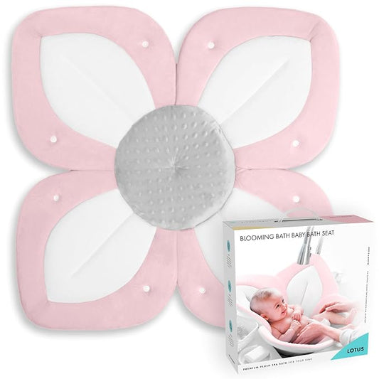 Blooming Bath Baby Bath Seat - Baby Tubs for Newborn Infants to Toddler 0 to 6 Months and Up - Infant Essentials Must Haves - The Original Washer-Safe Flower Seat - Lotus, Pink/White/Gray