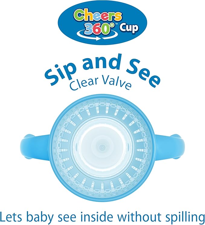 Dr. Brown's Milestones Straw to 360 Convertible Toddler Training Cup Set with Interchangeable Silicone Straw and 360 Degree Cup Lids, Blue Ocean, 10 oz/300 mL, BPA-Free, 9m+, 2-Pack