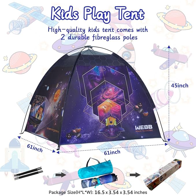 Mnagant James Webb Space Telescope Kids Play Tent Indoor & Outdoor for Boys and Girls(61" x 61" x 45")