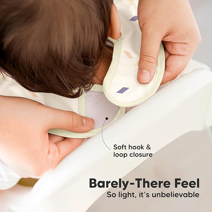 KeaBabies 3-Pack Waterproof Baby Bibs for Eating - Lightweight Toddler Feeding Bibs with Large Food Catcher, Mess Proof, Food-Grade Baby Eating Essentials, Easy to Put On & Clean (Prism)