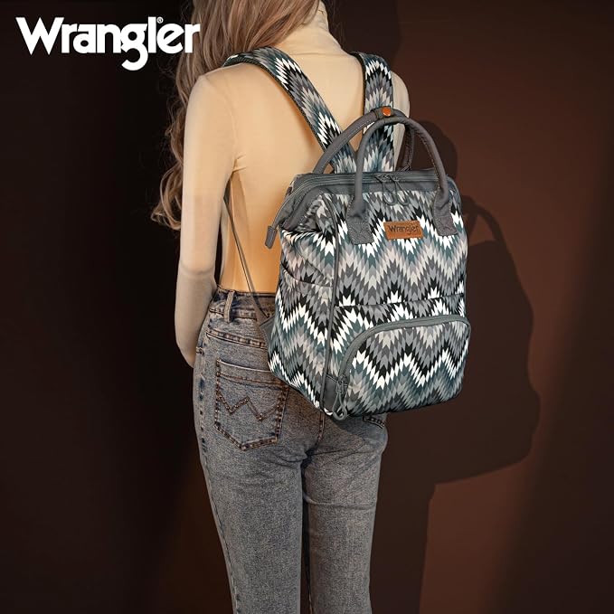 Montana West Wrangler Aztec Callie Diaper Bag Backpack with Stroller Straps Multifunction Baby Travel Bag WG2211-9110BK