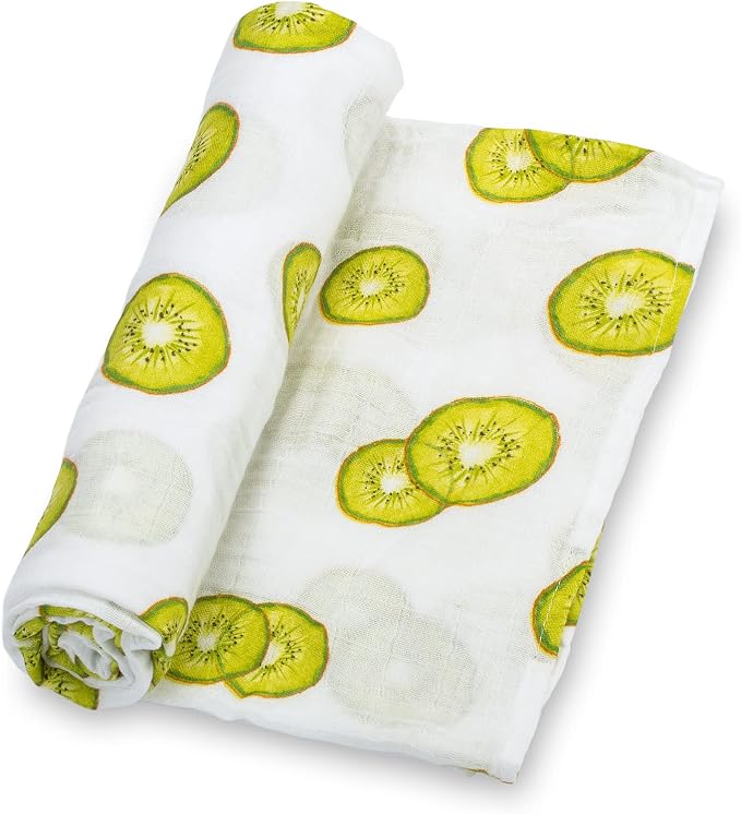 LollyBanks Muslin Swaddle Blanket |Baby Girl Fruit Pattern | Watermelons, Lemons, and Oranges |100% Cotton |New Borns and Infants |Large 47 x 47 inches |Machine Washable