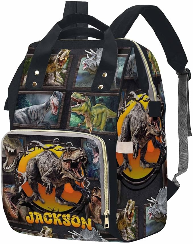 MyPupSocks Custom Dinosaur Diaper Bag Named with Love: Personalized Diaper Bag with Name - Ideal Travel Companion for New Moms Son Grandson
