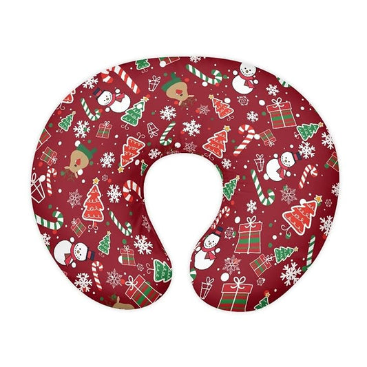 Christmas Reindeer Tree Nursing Pillow Support Cover with Hidden Zipper Soft Stain Resistant Breastfeeding Pillow Slipcover for Baby Gift or Nursery Room Car Sofa Decor