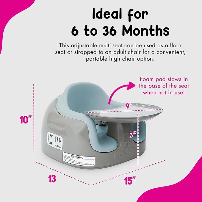 Bumbo 2 Pack 3-in-1 Multi-Seat for 6 to 36 Months, Travel Baby Feeding & Play Floor Seat, All-in-One Portable Booster with Tray & Toddler High Chair, Breige/Desert Mirage