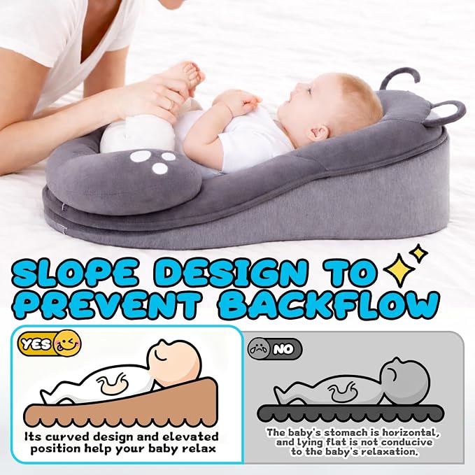 Anti Overflow Feeding Pillow, Breastfeeding Pillow Reducing Spit-Up, Removable Top and Bottom