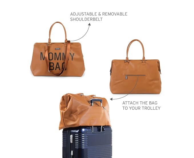 Childhome The Original Mommy Bag, Large Baby Diaper Bag, Mommy Hospital Bag, Leatherlook Brown