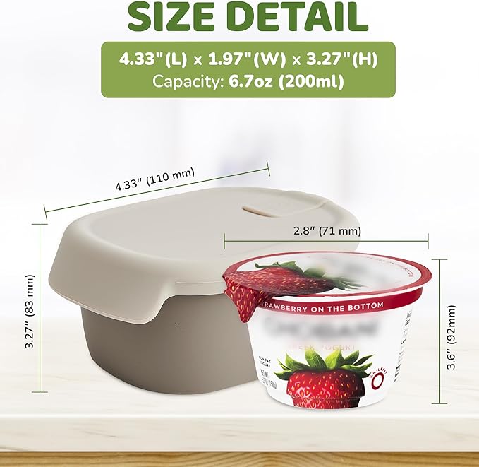 Baby Food Storage Containers ??Silicone BPA Free, Airtight Lid ??Microwave & Dishwasher Safe Baby Food Jars ??Reusable Containers with Lids ??Kids Snack Container - Taupe Brown