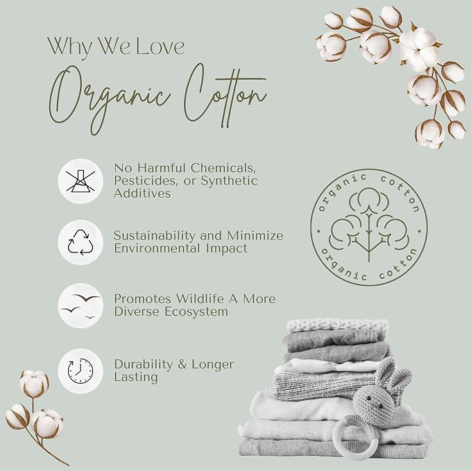 Aiden's Corner 100% Organic Muslin Cotton | Mix Use Baby Super Absorbent Infant Burp Cloth | Terry Cotton Towel | Washcloth for Newborns (Single White)