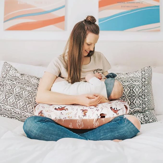 GRSSDER Nursing Pillow Cover Stretchy Minky Removable Nursing Covers for Breastfeeding Pillows, Ultra Soft Comfortable Slipcover for Girls, Pretty Fox Pattern