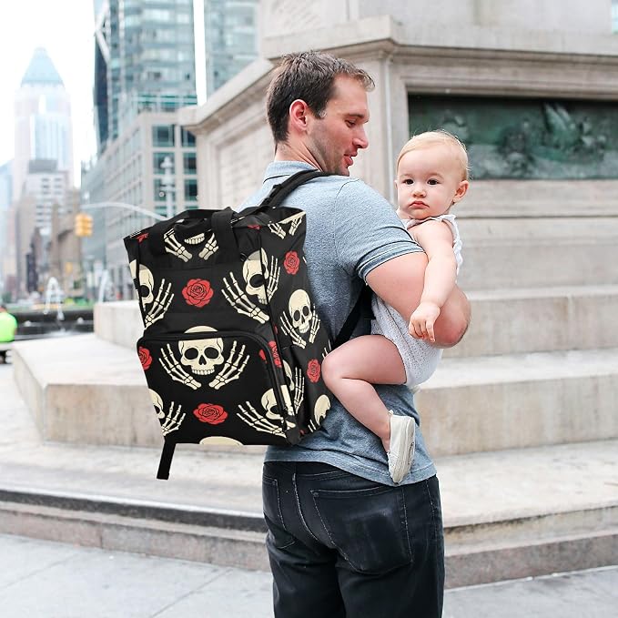 Skull Skeleton Hands Diaper Bag Travel Large Cap Mom Dad