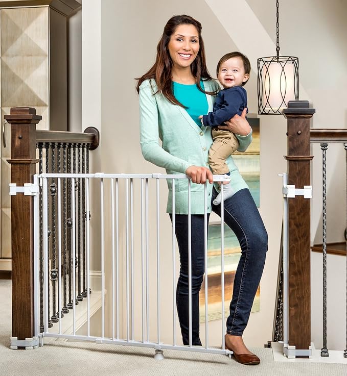 Regalo 2-in-1 Stairway and Hallway Wall Mounted Baby Gate, Bonus Kit & Easy Step 38.5-Inch Wide Walk Thru Baby Gate, Includes 6-Inch Extension Kit, Pressure Mount Kit, Wall Cups and Mounting Kit