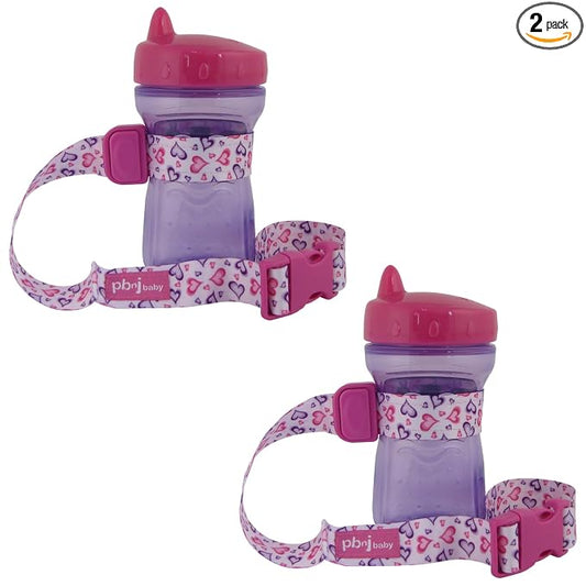 PBnJ Baby SippyPal Sippy Cup Holder Strap Leash Tether (Hearts 2-Pack)