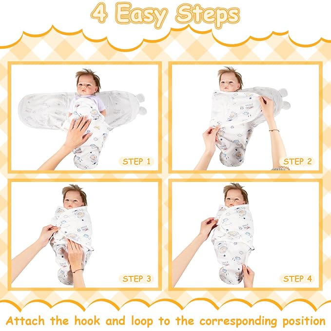 Ramede 6 Pack Swaddle Blanket with Hats for Baby Girl Boy 100% Cotton Swaddles 0-3 Months, Adjustable Breathable Skin Friendly Receiving Blanket Wrap, Essential for Newborns(Rocket,Colorful)