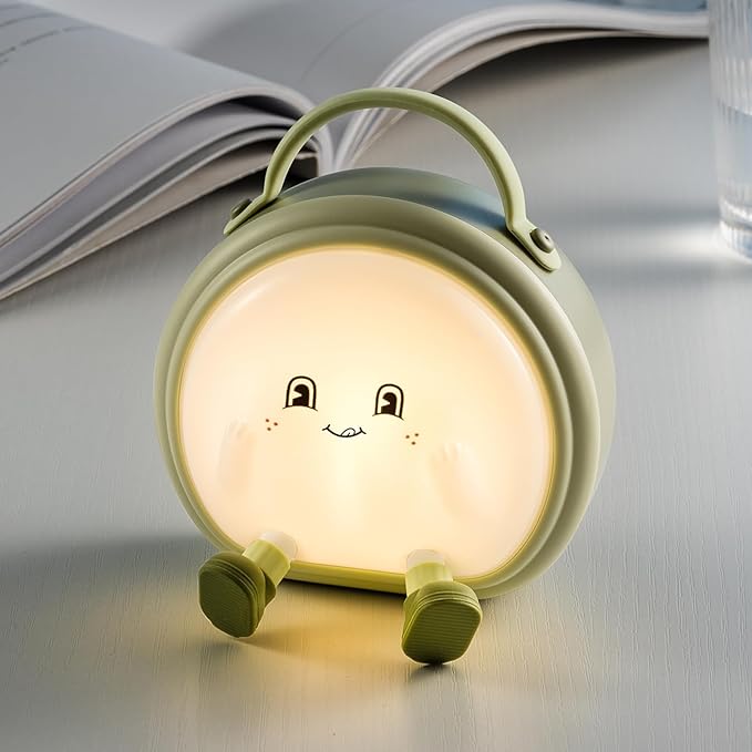 Night Light for Kids,Portable Touch Cordless Table & Bedside Lamp for Baby Nursery/Breastfeeding/Bedroom, 3 Levels Brightness+Silicone+Rechargeable, Cute Gifts for Girls/Baby/Toddler (Green)