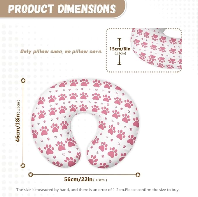 Cute Paw Bottlefeeding Pillow Detachable Newborn Original Breastfeeding Slipcover Case and Positioner Removable Head Support Protector Cushion Essential with Hidden Zipper Propping Baby