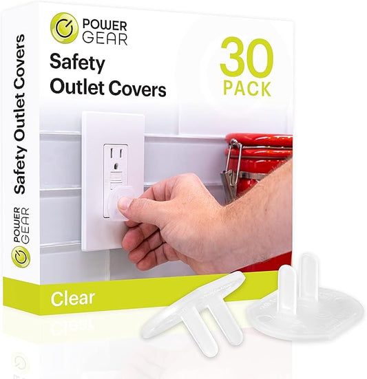 Power Gear Child Safety Electrical Outlet Covers, 30 Pack, Tamper?‘Resistant Plug Protectors for Standard Wall Outlets, Baby?‘Proof & Child?‘Proof Safety Caps, Clear, 51175