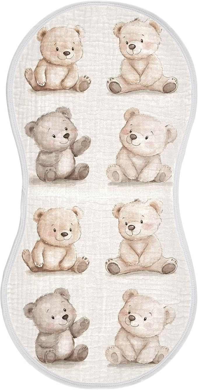 vvfelixl Muslin Burp Cloths Watercolor Bears Baby Washcloths for Baby Girl Boys 2 Pack