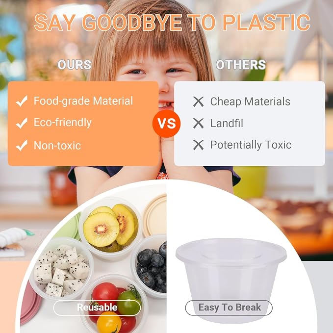 Silicone Food Storage Containers with Lids Reusable Snack Containers 4 oz Bento Lunch Snack Box for Kids & Adults - for Office, Home, Kitchen - BPA FREE - Dishwasher & Freezer Safe 4 Pack