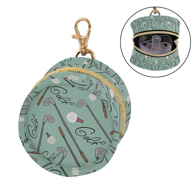 Golf Teal Print Pacifier Holder Case with Clip Paci Holder Pacifier Storage Case Container Portable for Diaper Bag Newborn Girl Boy Essentials