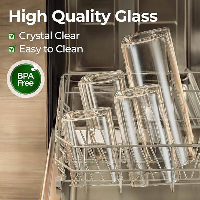 ComSaf 0.7 Qt Rectangle Glass Storage Containers with Lids, Glass Jars with Bamboo Lids, Clear Food Jar, Sugar Coffee Containers, Small Pantry Storage Container for Tea Candy Nuts Spices Oat