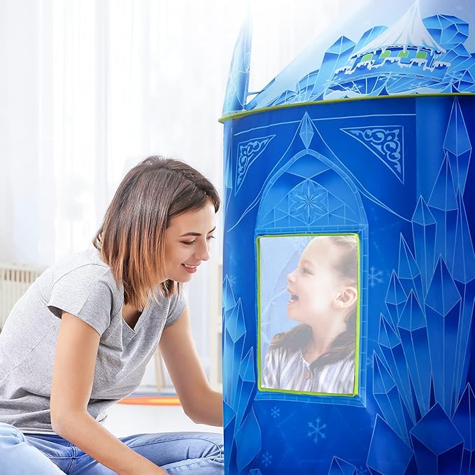 Hamdol Princess Play Tent for Girls, Frozen Toy, Ice Castle Kids Playhouse for Indoor & Outdoor, Imaginative Castle Tent with Carry Bag, Perfect Easter, Birthday & Valentine Gift for Girls Ages 2??