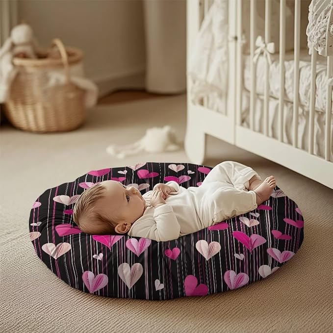 Heart Nursing Pillow Covers for Breastfeeding Pillow Stretchy and Cozy Breastfeeding Pillow Slipcovers for Baby Girls Soft Breastfeeding Pillow Covers Fits for Infant Support