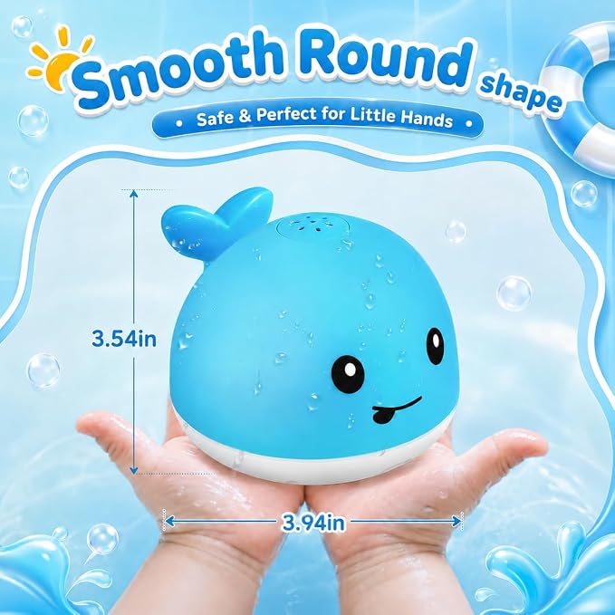 Gigilli Whale Bath Toy Sprinkler, Light Up Bath Toys for Kids Ages 1-3 Infant Baby Bath Toys 1 2 3 Year Old, Toddler Bathtub Bath Foutain Toys, Baby Pool Toys 6-12-18 Months Boys Girls Birthday Gifts