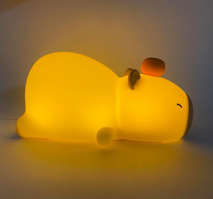 Capybara Night Light, LED Squishy Novelty Animal Night Lamp, Lying Capybara Baby Light, Timer,Rechargeable, Dimmable, 7 Colors RGB Brightness Adjustable, Baby Boys Girls Gifts,Room Decor