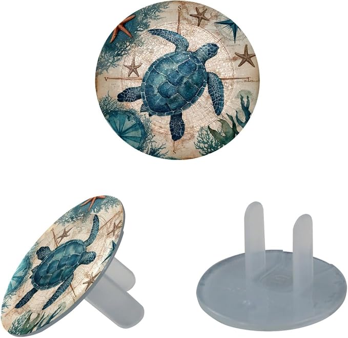 Outlet Covers Baby Proofing, Sea Turtle 12 Packs Electric Outlets Plug Covers, Plastic Safety Socket Protector Caps for Kids Room, Home, Bedroom, Office