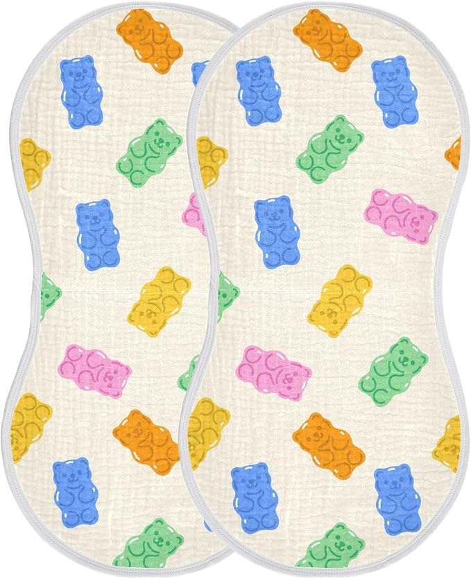 vvfelixl Baby Burp Cloths Colorful Gummy Bears Baby Newborn Cotton Burping Cloths Set Baby Washcloths 4 Pack