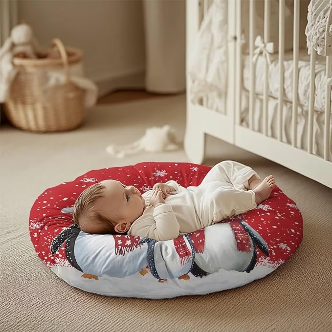 Christmas Penguin Nursing Pillow Cover for Breastfeeding Pillow Ultra Soft and Cozy Nursing Pillow Slipcovers,Nice Newborn Gift Best Choice for Mom or Baby Pillow Not Included
