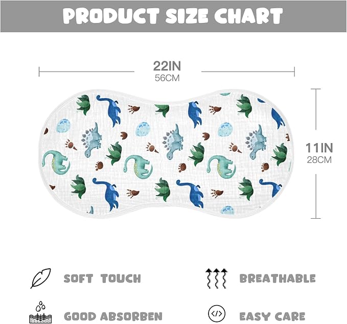vvfelixl Muslin Burp Cloths Palm Tree and Dinosaur Baby Washcloths for Baby Girl Boys 2 Pack