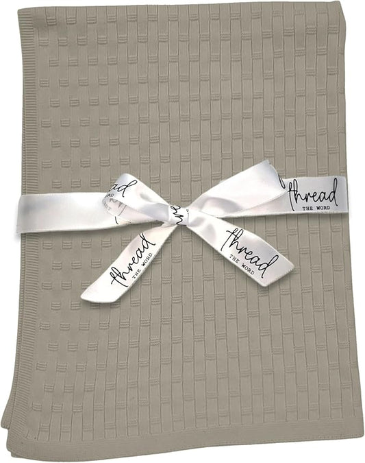 The Lattice Blanket - 100% Organic Cotton Baby Blanket, American Made, 30x40in - Bassinet, Crib, Stroller - Gift Registry Baby Shower for Newborns and Kids (Beige)