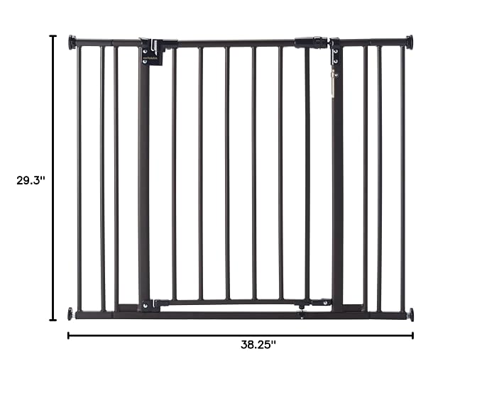 Toddleroo by North States - Light the Way Baby Gate: Metal Safety Gate for Stairs & Doorways with Light Sensing LED - Adjustable 28.5 to 38.25 Inches Wide - 29.3 Inches Tall - Matte Bronze