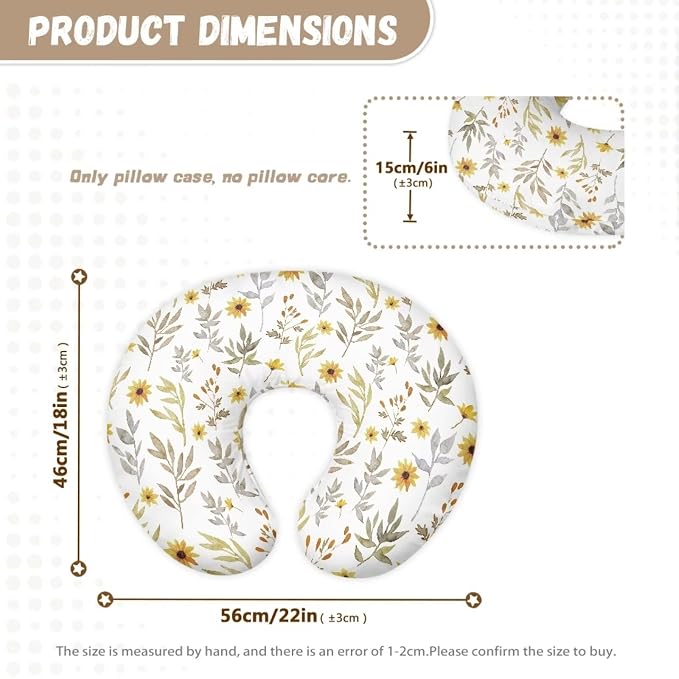 Sunflower Leaves Nursing Pillow Cover Breast Feeding Pillow Support Positioner Lounger Slipcover for Baby Boy Girl Newborn Infant