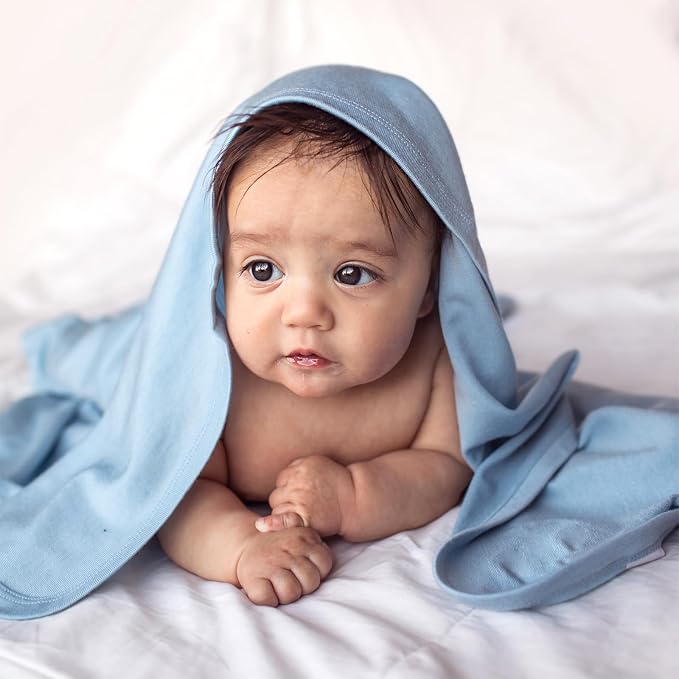 Woolino Baby Swaddle Blanket, 100% Merino Wool Receiving Blanket for Boys & Girls, Swaddles for Newborns 0-3 Months, Blue