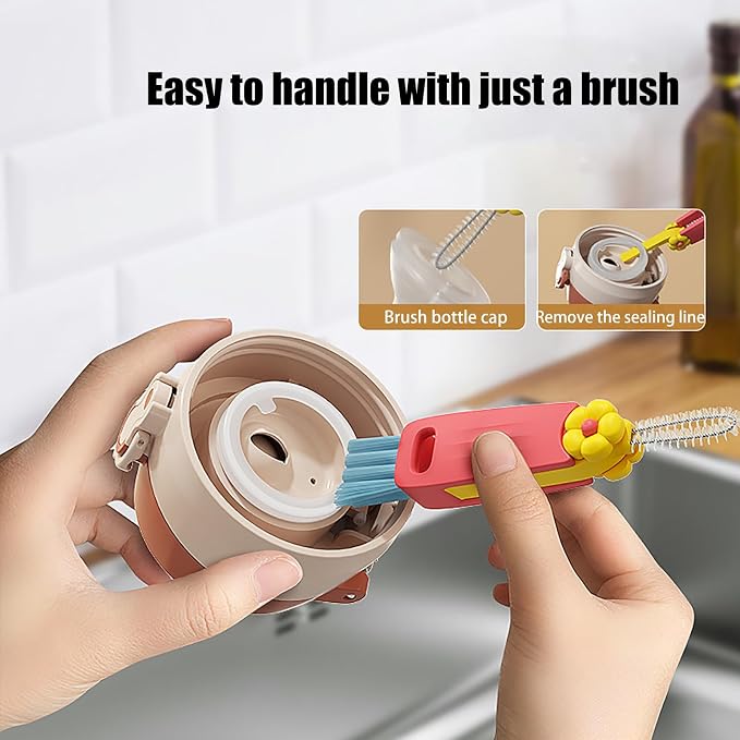 Swicado 3 in 1 Cup Lid Cleaning Brush - 2025 New Multifunctional Tool for Thorough Cleaning of Bottles, Cups, and Tight Spaces - Ideal for Home & Kitchen