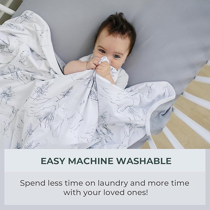 Pobibaby Premium 3-Layer Baby and Toddler Blanket ??Ultra-Soft Cotton Blend, Breathable Baby Blankets for Boys & Girls, 50''x50'' Soft Blanket, Neutral Design (Explore Monochrome)