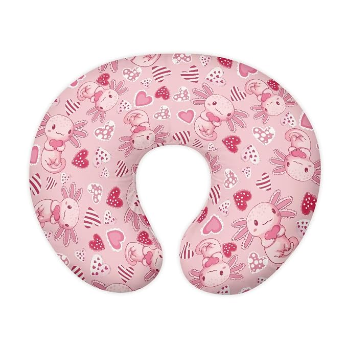 Axolotl Hearts Baby Nursing Pillow Cover for Breastfeeding Moms, Easy to Clean Breathable Neutral Breastfeeding Pillow Cover for Bottle Feeding