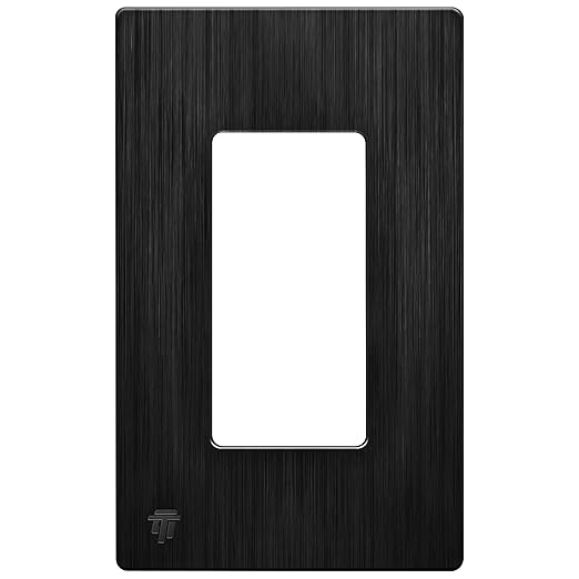 ENERLITES Decorator Light Switch or Receptacle Wall Plate, Screwless Wall Plate, Standard Size, 1-Gang 4.68" x 2.93", Polycarbonate Thermoplastic, UL Listed, SI8831-BBK, Brushed Black