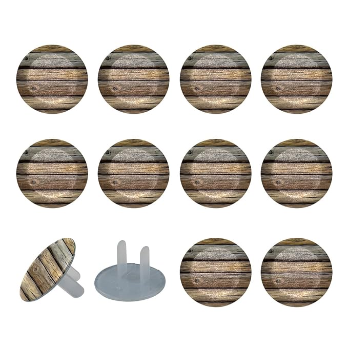Old Wooden (1) Outlet Covers Baby Proofing Safe & Secure Electric Plug Protectors | Sturdy Childproof Socket Covers for Home & Office | Easy Installation | Protect Toddlers & Babies