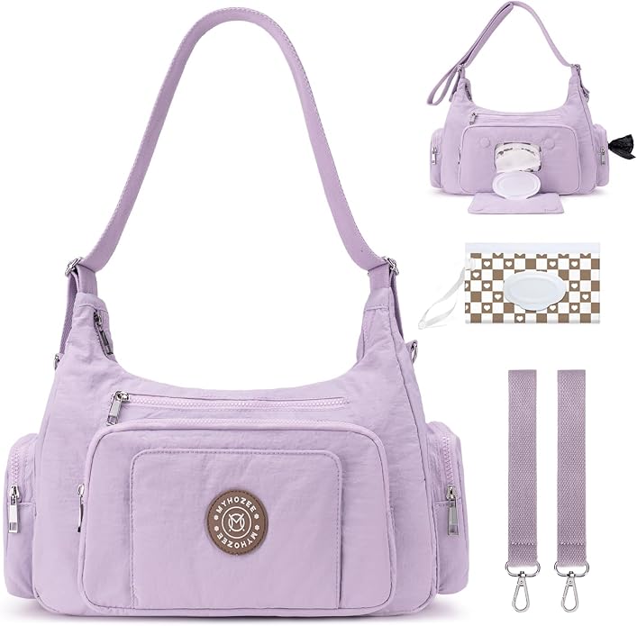 Puffer Crossbody Bags for Women Mom Large Diaper Bag Purse with Wipes & Trash Dispenser Cross Body Purses Messenger Bags | Wipes Dispenser