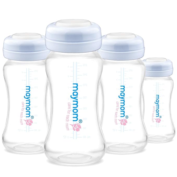 Maymom Wide Neck Breastmilk Collection and Storage Bottle 9oz; Remarkable SureSeal Disc. Compatible with Spectra S2, Spectra S1 Spectra 9+ and Avent Breast Pumps