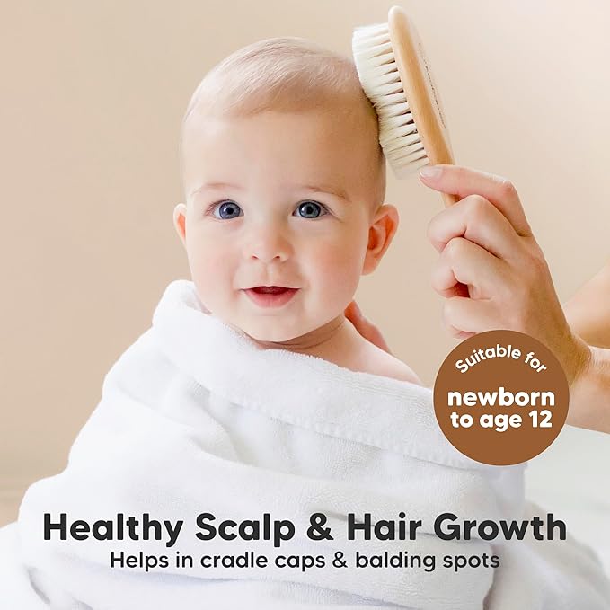 KeaBabies 2-Pack Hooded Baby Towels for Newborn and Baby Hair Brush and Comb Set - 100% Soft and Absorbent for Newborns, Infant, Wooden Kids Brush with Soft Goat Bristle
