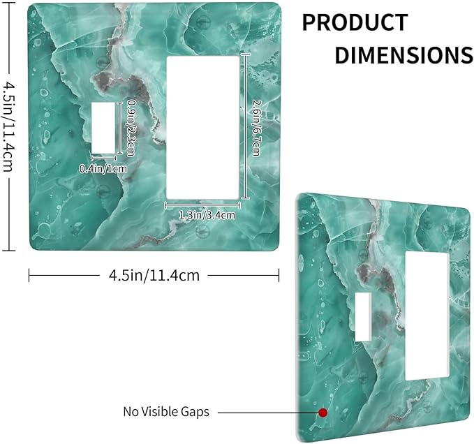 Turquoise Green Tiles Abstract Luxurious Print Outlet Covers 1 Toggle 1 Rocker Combination Decorative Wall Plate Electrical Switch Plates Light Switch Cover Plate for Bathroom Kitchen Decor