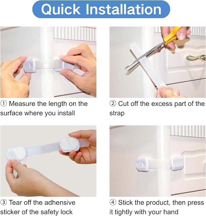 10 Pack Baby Proofing Cabinet Locks - No Drilling Required Child Proof Locks for Cabinets, Drawers Easy Installation Safety Reusable Childproof Cabinet Locks (Style 2)
