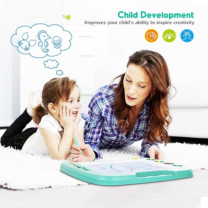 SGILE Toddler Toys for Kids, Large Magnetic Drawing Board for Birthday Gift, Toys for 1 2 3 4 Year Old Girls Boys, Etch & Sketch Pad with 4 Stamps, Learning and Educational, 16 ×13 in, Green